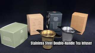 ステンレス製ダブルハンドルティーインフューザーフィルターリーフストレーナー