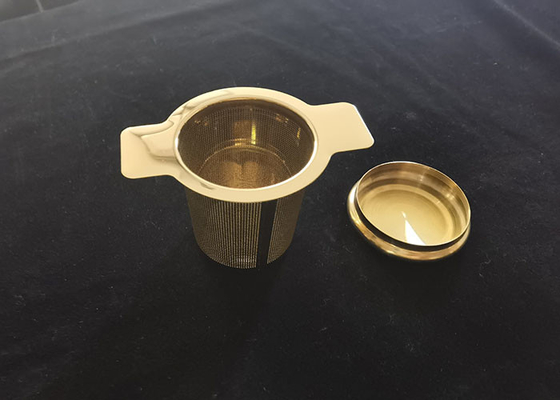 良い価格 ふたおよびハンドルが付いている再使用可能な 304 ステンレス鋼の茶漉し器のこし器 オンライン