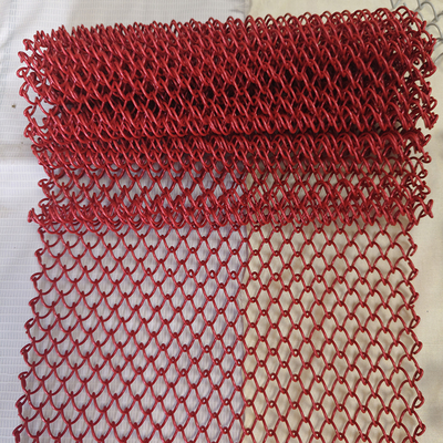 良い価格 Red Decorative Aluminium Metal Mesh Chain Link coil Curtain Drapery Fabric exterior decorative screen for rood divider オンライン