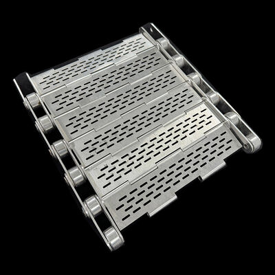 Metal Stainless Steel Slat Chain Link  Perforated Metal Plate conveyor belt with hole for biscuit Oven Bakery annealing Furnace Tunnel  Cooling