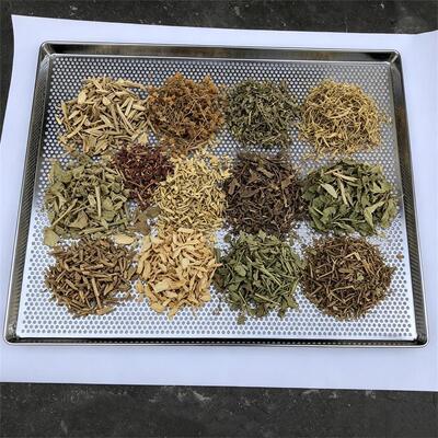 食品グレードの積み重ね可能な60 x 40 cmの食品脱水機フルーツハーブ用ステンレス鋼穴あき乾燥トレイ